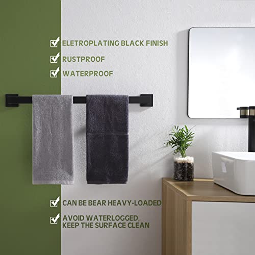 KOKOSIRI 24-Inch Single Towel Bar, Bathroom Kitchen Towel Holder, Wall Mounted SUS304 Stainless Steel Towel Rack 2 Pack, Matte Black, B4003BK-L24-P2 - color: Matte Black, size: 24-Inch (2 Pack)