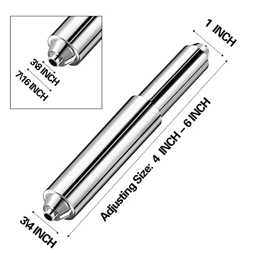 Shappy 4 Pcs Universal Toilet Paper Holder Replacement Rod Spring Loaded Plastic Retractable Paper Replacement Rod Toilet Tissue Roll Holder Insert for Bathroom Home Fixture Accessories (Silver) - color: Silver
