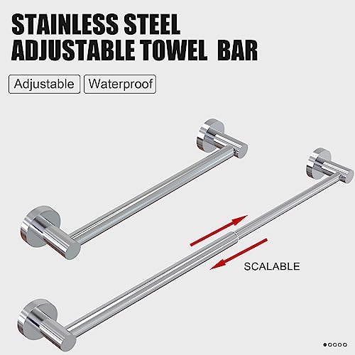 Towel Bar - Adjustable 304 Stainless Steel Towel Holder for Bathroom | Sturdy and Rustproof Wall Mounted Towel Rack for Bathroom Accessories(11.8inch-22.6inch) , Polished Silver - color: Polished Silver