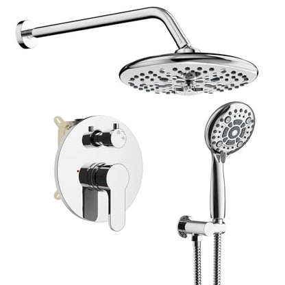 SR SUN RISE Shower Faucet - 10 Inch Multifunctional High Pressure Shower Head System with Handheld Shower Head Fixtures - Valve Included - Polished Chrome - color: Polished Chrome, size: 10 Inch