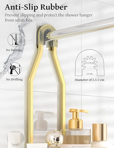Never Rust Shower Caddy Hanging, Aluminum Shower Racks for Inside Shower, 3-Tier Shower Organizer Hanging Over Shower Head with Hooks and Soap Holder, Gold - color: Gold