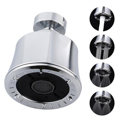 Kitchen Sink Faucet Head 4-Mode, 360° Swivel Faucet Aerator Adapter, Chrome | 55/64" Female Faucet Sprayer Head for Bathroom & Kitchen, Big Angle Rotating Metal Ball Joint, Extra 15/16" Metal Adapter - color: Polished Chrome, style: 1 Swivel Joint