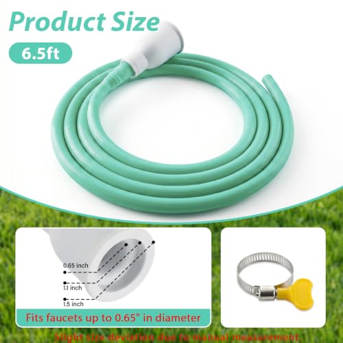 Faucet Hose Adapter for Sink, Transparent PVC Tube with Adjustable Faucet Connector and Hose Clamp Portable Water Transfer Accessories for Sink, Bucket, Garden, Pet Bathing (6.5 FT-Green) - size: 6.5 FT-Green