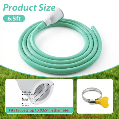 Faucet Hose Adapter for Sink, Transparent PVC Tube with Adjustable Faucet Connector and Hose Clamp Portable Water Transfer Accessories for Sink, Bucket, Garden, Pet Bathing (6.5 FT-Green) - size: 6.5 FT-Green