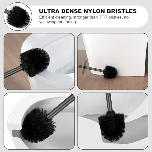 Pewter Toilet Brush and Holder Set，Stainless Steel Heavy Duty Toilet Bowl Brush，Extra Long Handled Modern Toilet Cleaner Brush with Replaceable Head, Removable Inner Bowl, and Splash Protection - color: Pewter, size: 1 Pack