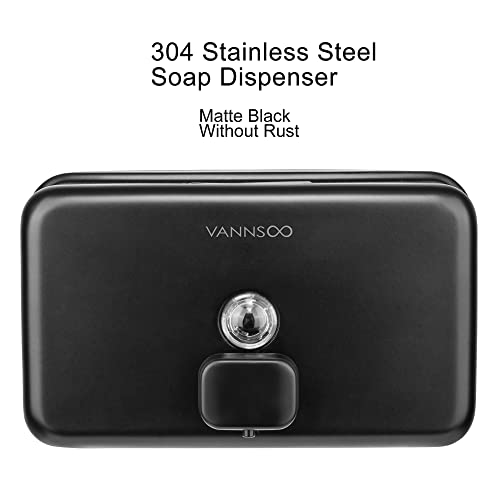 Wall Mounted Commercial Soap Dispenser Bathroom, Horizontal Black | 1100ml 37oz Stainless Steel Liquid Hand Sanitizer Dispenser - color: Horizontal Black