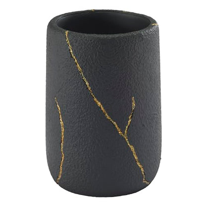 Nicole Miller - Tumbler, Resin Countertop Accessories, Dorm Room Essentials (Sydney Collection, Black/Gold) - size: Tumbler
