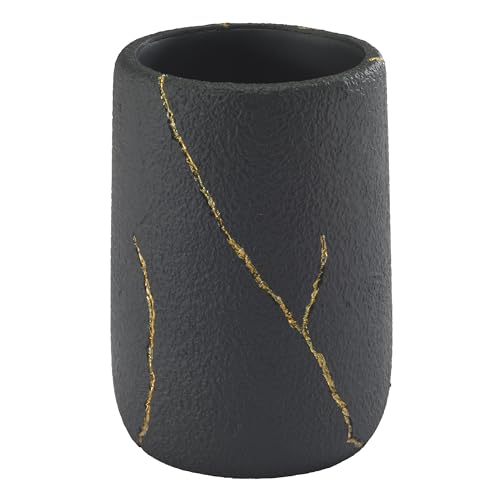 Nicole Miller - Tumbler, Resin Countertop Accessories, Dorm Room Essentials (Sydney Collection, Black/Gold) - size: Tumbler