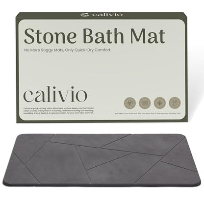 Quick Dry Shower Stone Bath Mat, Super Absorbent & Non-Slip 24 x 16 Inch Diatomaceous Earth Mat, Durable & Easy to Clean Diatomite Bath Mat for Bathroom Floor/Kitchen (River Silt) - color: River Silt