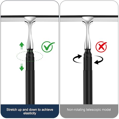 12-51’’ Telescopic Window Squeegee for High Windows, 2-in-1 Window Cleaning Kit with Extra Silicone Blade & Hook, Professional Squeegee for Shower Glass Doors (Window Squeegee for Home)