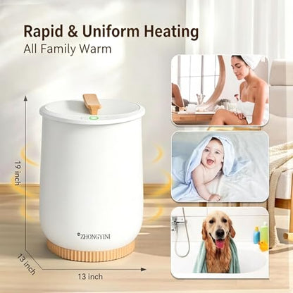 Luxury Bucket Towel Warmer for Bathroom, Large, Auto Shut Off | Large 20L capacity fits 2 oversized 40"x70" towels, 1-min rapid heating, auto shut-off safety, luxury spa experience at home