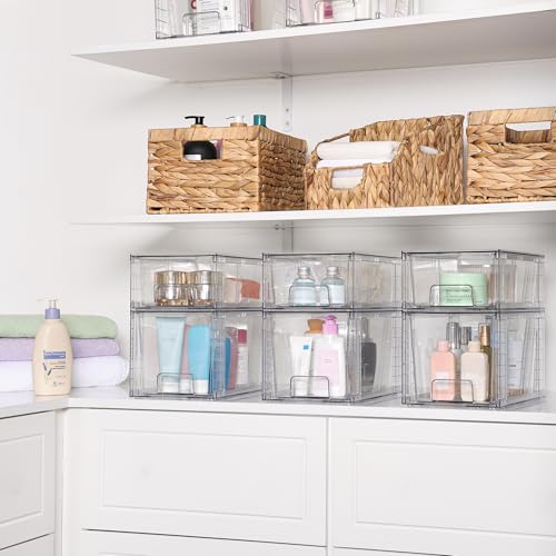 Vtopmart Clear Stackable Storage Drawers, 8 Pack Medium Set | Medium and Small Pull-Out PET Drawers for Consistent Organization, Stackable Storage Solution for Cabinets, Closets, Pantry - style: 6 Medium+2 Small