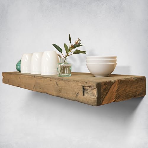 Rustic Distressed Floating Shelves, Set of 2, Handmade Out of Pine Wood, 3 Inch Thick, Made in USA (Aged Barrel, 48Lx3Hx8D) - color: Aged Barrel, size: 48Lx3Hx8D