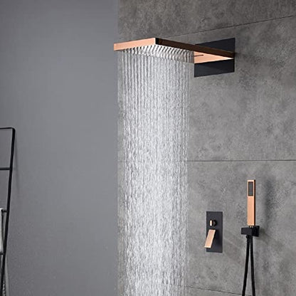 Cascada 9”x22” Contemporary shower system (Wall Mounted) with Single Handle Valve & 3 function (Rainfall, Waterfall & Hand Shower) (Polished Stainless Steel) - color: Polished Stainless Steel