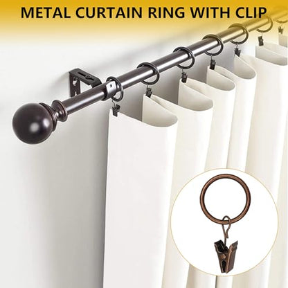 Curtain Rings with Hooks 14 Pack - Rustproof Metal Drapery Clips for Window, Shower, Door, 1.5" Inner Diameter, Smooth Gliding, Fits 5/8" to 3/4" Rods, Red Copper - color: Red Copper