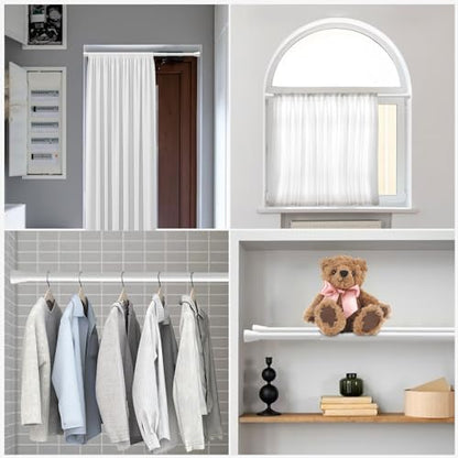 2PCS White Tension Curtain Rod 16 to 26 Inch Adjustable No Drilling | Rust-Resistant, No Slip, Small Spring Curtain Rods for Window, Kitchen, Closet, Cupboard, Bookshelf & DIY Projects - color: White, size: 16" to 26"-2Pcs