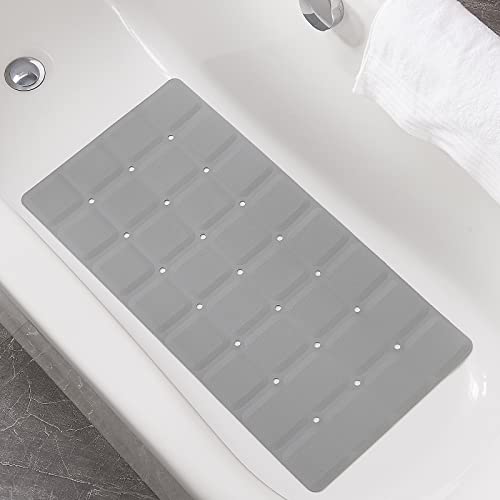 Webos Foldable Non Slip Silicon Bath Mat Bathtub mat no Suction Cups Shower mats for Textured Tub and Reglazed Tub (Foldable -Grey, 28-inch x 14-inch) - color: Foldable-grey
