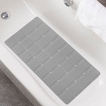 Webos Foldable Non Slip Silicon Bath Mat Bathtub mat no Suction Cups Shower mats for Textured Tub and Reglazed Tub (Foldable -Grey, 28-inch x 14-inch) - color: Foldable-grey