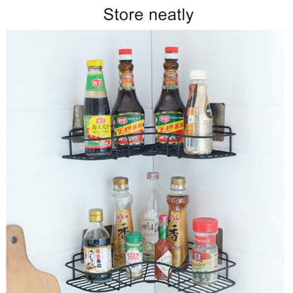 Pilarmuture 1-Shelf Modern Black Iron Corner Shower Caddy, Strong & Durable, No Drill Wall Mounted Shower Shelf for Bathroom, Kitchen, Bedroom, Office