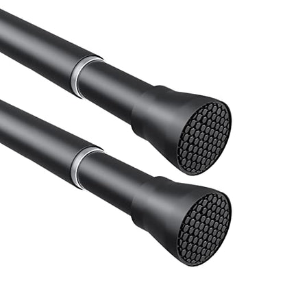 Tension Curtain Rod Black Tension Rod 2pcs Spring Curtain Rod Non Slip Tension Rods For Windows 28 to 48 Inch No Drilling Adjustable Tension Rods of Curtain Window Closet Kitchen Wardrobe - color: Black, size: 28-48 inch 2pcs
