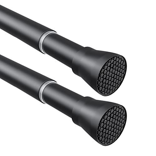 Tension Curtain Rod Black Tension Rod 2pcs Spring Curtain Rod Non Slip Tension Rods For Windows 28 to 48 Inch No Drilling Adjustable Tension Rods of Curtain Window Closet Kitchen Wardrobe - color: Black, size: 28-48 inch 2pcs