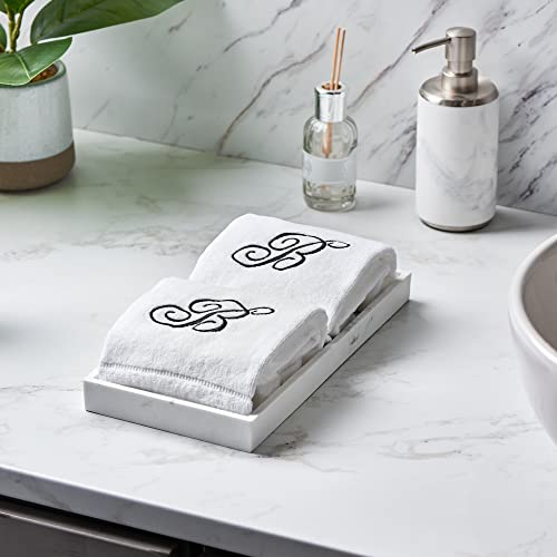 Personalized Initial Fingertip Towels - 2 Pack 11x18 - Black Embroidery On White Towel, Modern Monogrammed Towels, Great Personalized Initial Gift for Women, Teachers, Friends, Bridesmaids Initial M - color: M
