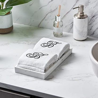 Personalized Initial Fingertip Towels - 2 Pack 11x18 - Black Embroidery On White Towel, Modern Monogrammed Towels, Great Personalized Initial Gift for Women, Teachers, Friends, Bridesmaids Initial M - color: M
