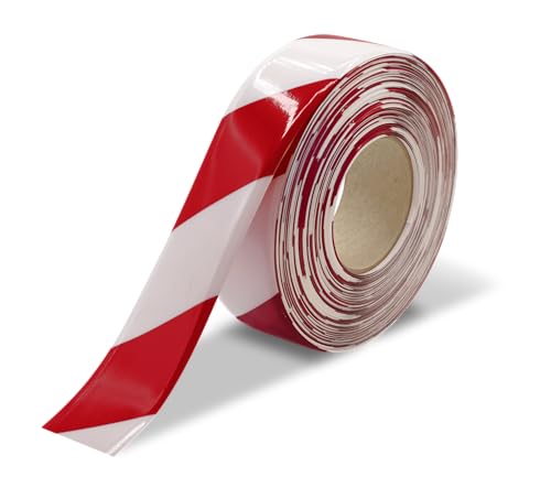 Ultra Line Ultra Durable Chevron/Hazard Floor Marking Tape for Safety, Caution, Warning, Flooring, Heavy-Duty, Peel and Stick, Adhesive, Industrial Quality, Red and White, 2" by 100' Roll - color: Red and White, size: 2" by 100' Roll