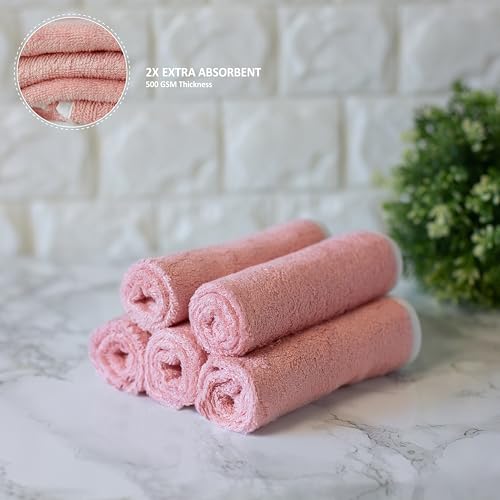 Soft Baby Washcloths Set - Absorbent Natural Baby Wash Cloth for Delicate Skin - 12"x12" Large Baby Bath Washcloths - Newborn Bath Face Towel (Pink) - color: Pink