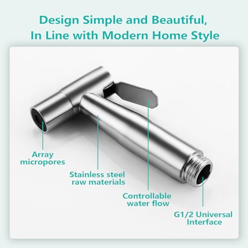 BARROCK 2 Pack Bidet Sprayer Head Only, Stainless Steel Handheld Shattaf Jet Spray for Toilet, Baby Cloth Diaper Sprayer with Adjustable Water Pressure Control, Chrome - color: Chrome