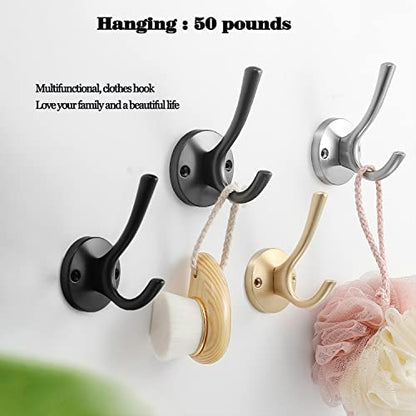 4 Pack Stainless Steel Wall Hooks, Bathroom Towel Hooks for Wall Mount | Rust resistant hooks with modern design. Ideal for hanging towels, robes, clothes and accessories in any room - color: Gold