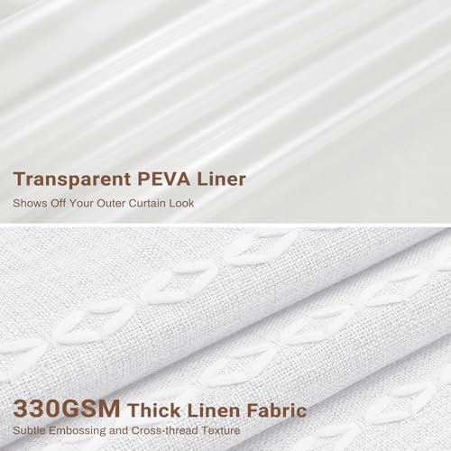 BTTN 3 in 1 Shower Curtain with Liner, White Boho Linen Striped Cloth Tassel Shower Curtain Set with Plastic Hook, Farmhouse Bohemian Country Waterproof Fabric Shower Curtain for Bathroom, 72x72 - color: White With Liner, size: 72"W x 72"L (Pack of 1)