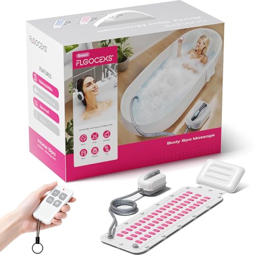 Bubble Bath Mat,Full Body Waterproof Spa Mat for Bathtub, 6-Speed Bubbles, Remote Control & Non-Slip Suction Cups for Home Relaxation Pink
