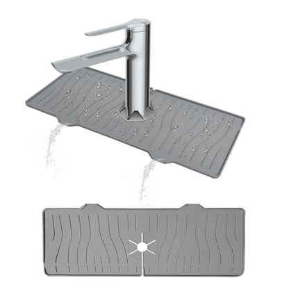 Kitchen Sink Splash Guard,Silicone Faucet Mat Splash Catcher,Kitchen Faucet Mat, Multipurpose for Kitchen Dish Drying Mats Sponge Holder and Bathroom Countertop Protect - color: Gray-5