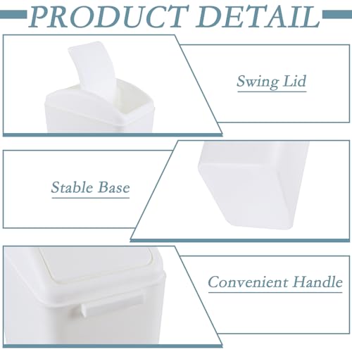 4.2 Gallon Swing Top Trash Can, Slim Plastic Wastebasket | Space-Saving Narrow Bin for Bathroom, Kitchen, Office, Easy Swing Lid, White, Lightweight and Easy to Clean - color: White