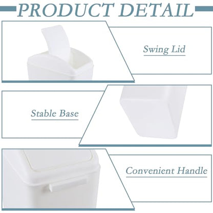 4.2 Gallon Swing Top Trash Can, Slim Plastic Wastebasket | Space-Saving Narrow Bin for Bathroom, Kitchen, Office, Easy Swing Lid, White, Lightweight and Easy to Clean - color: White