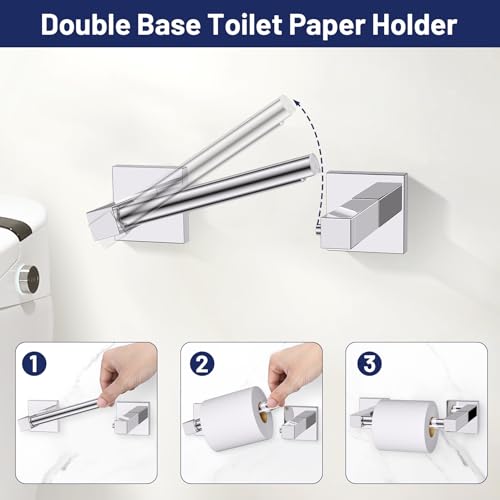 Towel Ring Set 4 Piece Bathroom Hardware Set Includes Towel Ring 2 Towel Hooks and Toilet Paper Holder Stainless Steel Wall Mounted (Polished Chrome) - color: Polished Chrome, size: Set D