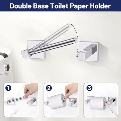 Towel Ring Set 4 Piece Bathroom Hardware Set Includes Towel Ring 2 Towel Hooks and Toilet Paper Holder Stainless Steel Wall Mounted (Polished Chrome) - color: Polished Chrome, size: Set D