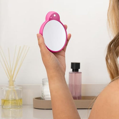 Compact Mirror with Light & Magnification, Retractable Suction Cups by Zadro - color: Pink