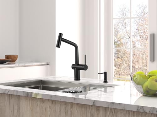 AS06MB Matte Black Bar Faucet or Prep Kitchen Sink Faucet with Pull Down Sprayer and Single Handle - color: Matte Black, style: Modern