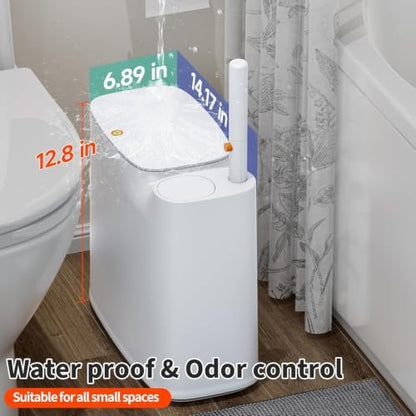 CTIME 3 in 1 Bathroom Trash can with toilert Brush,12 Refills | 3 in 1,modern bathroom, 12 Refills,bathroom, toilet