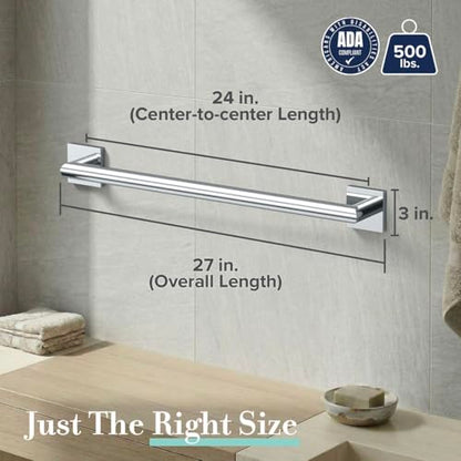Gatco 662C Glam Too Bathroom Grab Bar, 24 Inch ADA Compliant Stainless Steel Safety Grab Handle for Shower, Bathtub & Toilet Area, Chrome - color: Chrome, size: 24 Inch