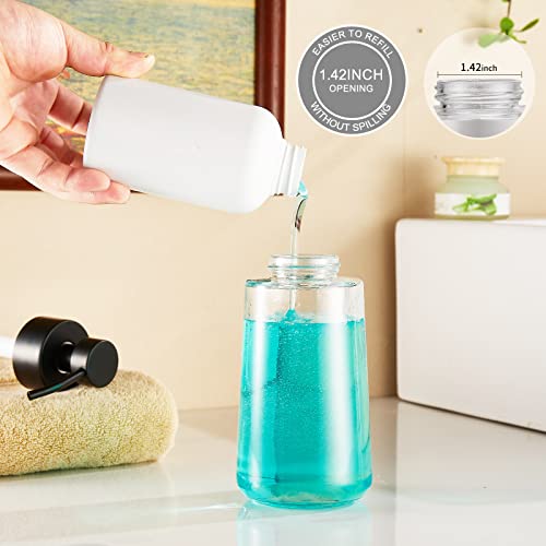Glass Soap Dispenser 16oz Liquid Hand Soap Dispenser Matte Black | Large Capacity, Liquid Soap Pump(No foaming), with Rust Proof Pump Waterproof Labels, Hand Soap for Bathroom, Kitchen, 2 Sets - color: Matte Black