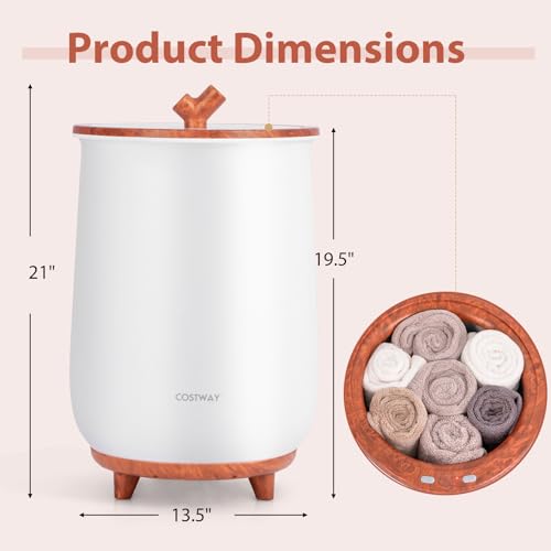 COSTWAY Bucket Style Towel Warmer, 23L Towel Warmer with 4 Heating Time & 3 Heating Temperature, Overheat Protection System, Fragrant Disc Holder, Towel Warmer for Bathroom, Hot Tub, Spa (Coffee) - color: Coffee