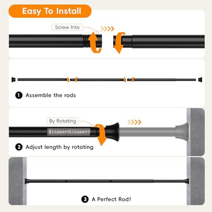 Black Shower Curtain Rod, Shower Tension Rod Adjustable 30 To 76 Inch,Shower Curtain Rods Spring Tension For Bathroom No Drilling No Rust - color: Black, size: 30-76"