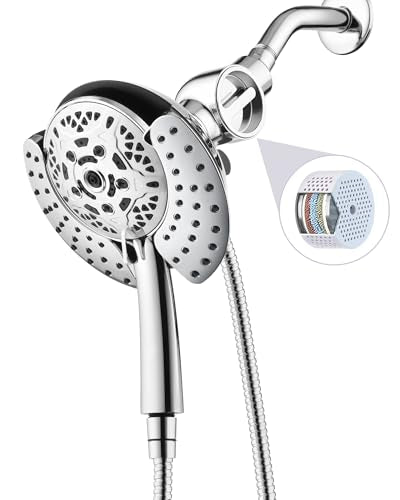 2 in 1 Shower Head with Handheld Combo High Pressure Chrome 2.5 GPM | 7.2" Rain Showerhead and 10 Spray Hand Held Shower, Adjustable Shower Angle, 59-inch Rotatable Stainless Steel Hose - color: Chrome, size: 2.5 GPM