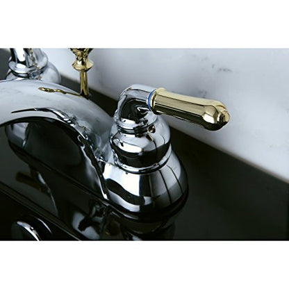 Kingston Brass KB2624 Naples 4-Inch Centerset Lavatory Faucet, Polished Chrome and Polished Brass - color: Polished Chrome/Polished Brass