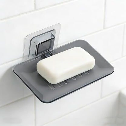 Wall Mounted Hollow Design, Waterproof Soap Stand Holder with Adhesive Sticker No-Drilling Soap Holder Ideal for Kitchen, Bathroom (Black, 13.5x8.7cm) - color: Black