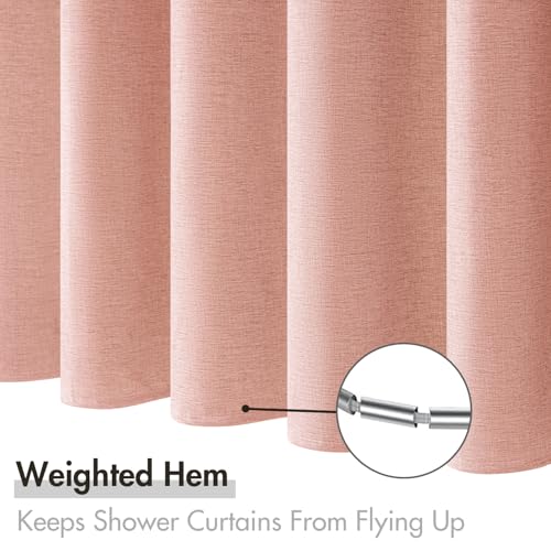MIULEE 72 x 84 Extra Long Linen Shower Curtain Blush Pink 12 Metal Hooks | Washable, Fabric Shower Curtain, Waterproof Neutral Thick Cloth Shower Curtain, Bathroom Hotel Bathtub - color: Blush Pink, size: 72"W x 84"L (Pack of 1)