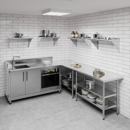 AmGood 14 in. x 30 in. Stainless Steel Wall Shelf | NSF | Metal Shelving | Garage, Laundry, Storage, Utility Room | Restaurant, Commercial Kitchen - size: 30" Long X 14" Deep